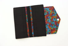 Load image into Gallery viewer, womens long wallet, fun colorful fabric organizer wallet for women, handmade slim wallet, phone wallet clutch, vegan card holder wallet