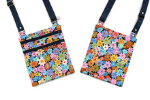 Load image into Gallery viewer, small crossbody bag - blue cross body purse - floral fabric purse for women - vegan zipper purse - lightweight handbag - small shoulder bag