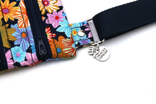 Load image into Gallery viewer, small crossbody bag - blue cross body purse - floral fabric purse for women - vegan zipper purse - lightweight handbag - small shoulder bag