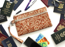 Load image into Gallery viewer, Travel pouch passport holder for 4 6 8 10 12 passports, Paris France French family passport wallet, cotton vegan fabric double zipper pouch