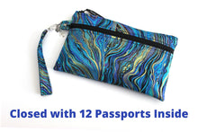 Load image into Gallery viewer, Travel pouch passport wallet for 4 6 8 10 12 passports, family passport holder, cotton vegan fabric double zipper pouch