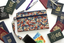 Load image into Gallery viewer, family passport wallet for 2 4 6 8 10 12 passports and boarding passes, travel document holder, travel pouch passport holder, fabric vegan