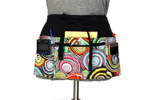 Load image into Gallery viewer, teacher apron with pockets, waitress apron, server apron, half apron, vendor apron with zipper pocket, utility waist apron, craft apron