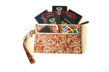 Load image into Gallery viewer, Travel pouch passport holder for 4 6 8 10 12 passports, Paris France French family passport wallet, cotton vegan fabric double zipper pouch