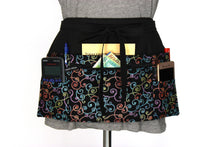 Load image into Gallery viewer, Teacher apron with pockets, waitress apron, server apron, vendor apron zipper pocket apron, black utility apron for women, classroom apron