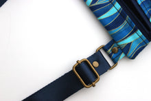 Load image into Gallery viewer, small cross body bag for phone and everyday carry, blue fabric vegan crossbody bag with two zippers for women and girls edc small travel bag