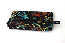 Load image into Gallery viewer, Gecko Fabric Long Wallet for Women - Clutch Wallet - Card and Coin Wallet - Check Book Holder - Vegan Bifold Wallet with zipper coin pocket