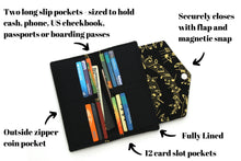 Load image into Gallery viewer, Music Notes Wallet for Women - Music Teachers Gift Music Lover Card Slot Wallet - Long Wallet - Clutch Wallet - Bifold Wallet with zipper