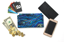 Load image into Gallery viewer, Fabric wallet for women, cell phone wallet, long wallet, slim wallet, large wallet with zipper change pocket, holds lots of cards, vegan