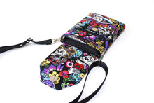 Load image into Gallery viewer, small crossbody bag, Day of the Dead Calavera girl phone bag, sugar skulls cell phone purse, skull crossbody phone case with pockets for edc