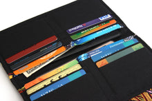 Load image into Gallery viewer, wallet for women fabric vegan slim wallet, credit card wallet for checkbook cover cash and phone, long wallet card holder zipper coin pocket