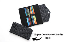 Load image into Gallery viewer, slim wallet for women, fabric long wallet, vegan card holder wallet for checkbook cover cards cash, cell phone wallet bifold clutch handmade