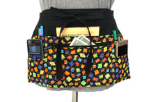 Load image into Gallery viewer, alphabet teacher apron with pockets, preschool teacher organizer apron, abc classroom apron with zipper pocket, English teacher gift