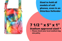 Load image into Gallery viewer, small crossbody bag for women and girls, tie dye cell phone purse, small messenger bag for edc, phone bag, concert bag, fabric vegan