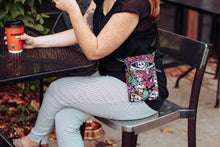 Load image into Gallery viewer, small crossbody bag, Day of the Dead Calavera girl phone bag, sugar skulls cell phone purse, skull crossbody phone case with pockets for edc