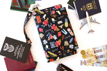 Load image into Gallery viewer, Family Passport Holder, Vegan Travel Wallet for Passports and Boarding passes, Fabric Travel Document Holder for 2 4 6 8 passports,