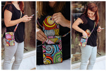 Load image into Gallery viewer, cell phone pouch, small crossbody bag, small essentials bag, grab and go bag, fabric cell phone purse, dog walking bag, phone bag