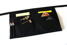 Load image into Gallery viewer, black half apron with pockets, teacher apron, server apron for men women, 8 pocket apron waist apron with two zipper pockets, vendor apron