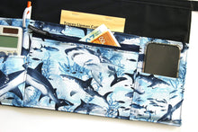 Load image into Gallery viewer, Teacher apron with pockets, waitress apron, server apron, Teacher shark gift, zipper pocket apron, utility apron for women, classroom apron