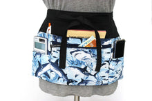 Load image into Gallery viewer, Teacher apron with pockets, waitress apron, server apron, Teacher shark gift, zipper pocket apron, utility apron for women, classroom apron