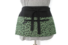 Load image into Gallery viewer, craft show vendor apron for women - leaf print farmers market apron zipper pocket - florist gift - utility apron - event planner waist apron