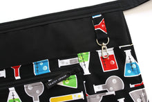 Load image into Gallery viewer, Teacher apron with pockets, Chemistry teacher gift, science teacher classroom apron with zipper pocket, half apron, waist apron utilty apron
