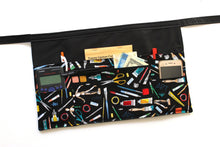 Load image into Gallery viewer, teacher apron with pockets, preschool classroom apron, back to school teacher appreciation gift, craft apron zipper pocket utility apron