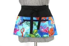 Load image into Gallery viewer, Teacher apron with pockets, octopus half apron with zipper pocket, waitress apron, server apron, waist apron, utility apron ocean nautical
