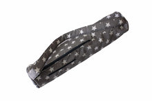 Load image into Gallery viewer, Handmade Yoga mat holder with zipper, gray star yoga mat carrier, yoga mat bag for women, yoga tote, yoga gift for mom, gift for yoga lover
