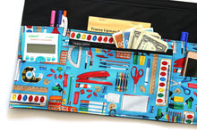 Load image into Gallery viewer, teacher apron with pockets, preschool classroom apron, teacher organizer craft apron with zipper pocket utility apron half apron waist apron