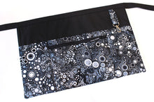 Load image into Gallery viewer, Teacher apron with pockets, half apron with zipper pocket, 6 pocket apron, waist apron, black and white utility apron for women teacher gift