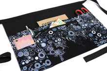 Load image into Gallery viewer, Black apron with pockets - Teacher Apron - Server apron - Vendor apron - farmers market apron - craft fair apron - utility apron half apron