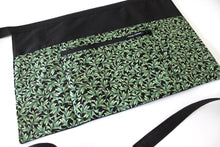 Load image into Gallery viewer, craft show vendor apron for women - leaf print farmers market apron zipper pocket - florist gift - utility apron - event planner waist apron