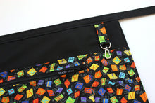 Load image into Gallery viewer, alphabet teacher apron with pockets, preschool teacher organizer apron, abc classroom apron with zipper pocket, English teacher gift