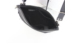 Load image into Gallery viewer, Black vegan leather crossbody bag with lots of pockets for everyday carry essentials, medium sized, zipper closure, adjustable strap