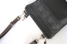 Load image into Gallery viewer, Gray vegan purse crossbody bag / shoulder bag, adjustable strap, lots of pockets, medium mid sized, zipper closure, gray vegan leather