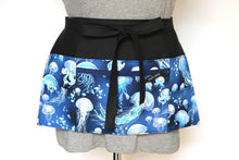 Load image into Gallery viewer, Teacher apron with pockets, waitress apron, server apron, utility apron with zipper pocket, Jellyfish, Sea, Ocean, Nautical waist apron