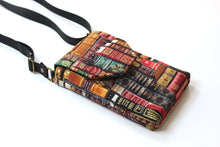 Load image into Gallery viewer, small crossbody bag, book lover gifts for women bibliophile, cell phone purse for librarian gift, phone bag gift for reader, bookish gifts