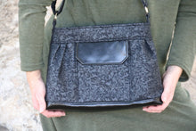 Load image into Gallery viewer, Purple floral fabric crossbody bag for women, womens adjustable cross body purse / crossover / shoulder bag, handbag, birthday gift for mom