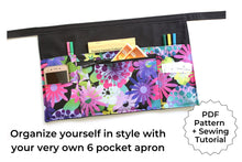 Load image into Gallery viewer, Apron pattern pdf, half apron with zipper pocket sewing tutorial, digital download teacher apron, vendor apron, waitress server waist apron