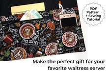 Load image into Gallery viewer, Apron pattern pdf, half apron with zipper pocket sewing tutorial, digital download teacher apron, vendor apron, waitress server waist apron