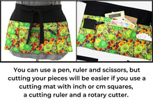 Load image into Gallery viewer, Apron pattern pdf, half apron with zipper pocket sewing tutorial, digital download teacher apron, vendor apron, waitress server waist apron