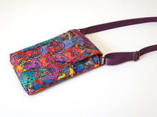 Load image into Gallery viewer, Crossbody phone bag for dog lovers, minimalist cell phone purse for dog mom, laurel burch dog fabric cell phone pouch, dog mum gift idea