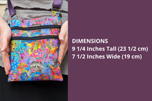 Load image into Gallery viewer, small crossbody bag for dog lover, Laurel Burch dog fabric cross body double zipper cell phone purse, birthday Christmas gift for dog mom