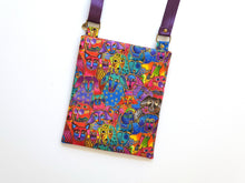 Load image into Gallery viewer, small crossbody bag for dog lover, Laurel Burch dog fabric cross body double zipper cell phone purse, birthday Christmas gift for dog mom