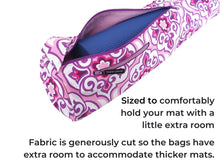 Load image into Gallery viewer, Handmade Yoga bag for women, womens yoga mat carrier with zipper, yoga tote, pilates mat bag, gift for yoga lover, yogi gift, pink purple