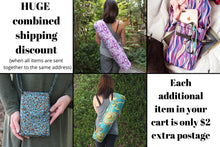 Load image into Gallery viewer, Handmade Yoga bag for women, womens yoga mat carrier with zipper, yoga tote, pilates mat bag, gift for yoga lover, yogi gift, pink purple