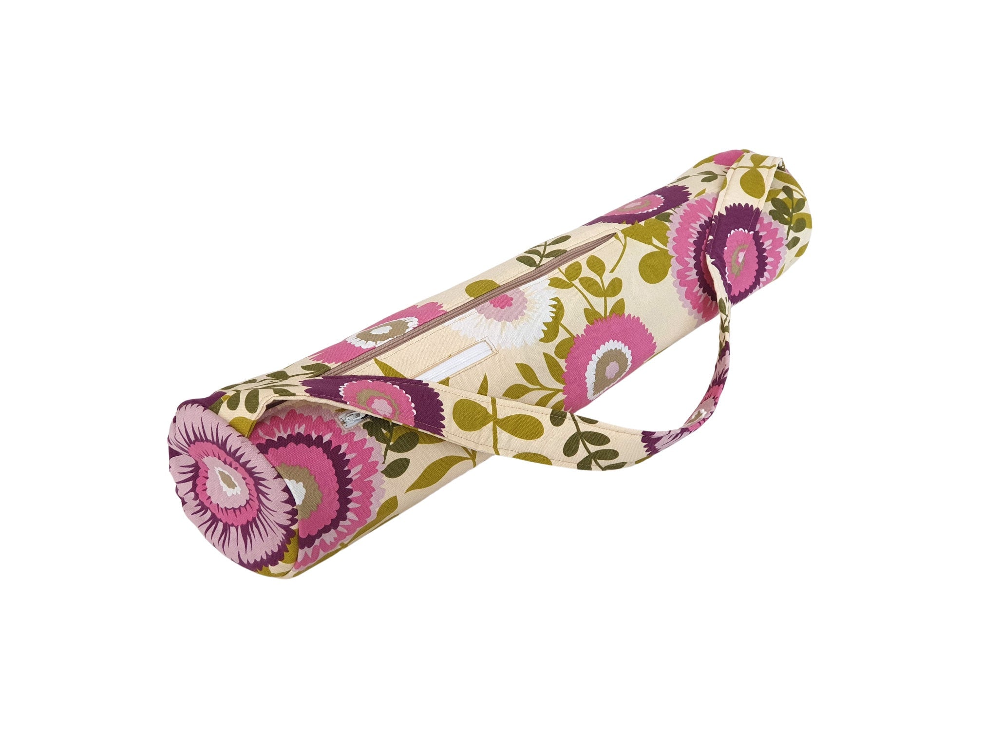 Handmade Yoga mat bag with zipper - floral yoga mat carrier for women
