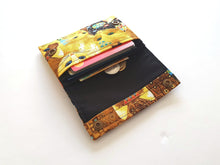 Load image into Gallery viewer, Womens minimalist small wallet for cat lover, cat fabric slim wallet for women, teen wallet, pocket wallet, business card credit card holder