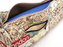 Load image into Gallery viewer, Handmade Yoga bag with zipper, yoga mat carrier, yoga mat bag for men or women, London map print yoga tote, gift for yoga lover, yogi gift
